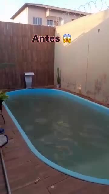 Piscina com água turva antes da limpeza